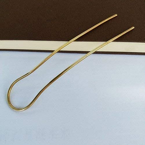 Miniatura 6 de Horquilla de pelo de metal en forma de U boho, soporte para moño, latón martillado y pulido, peine de pelo de 5 pulgadas de largo y 1 pulgada