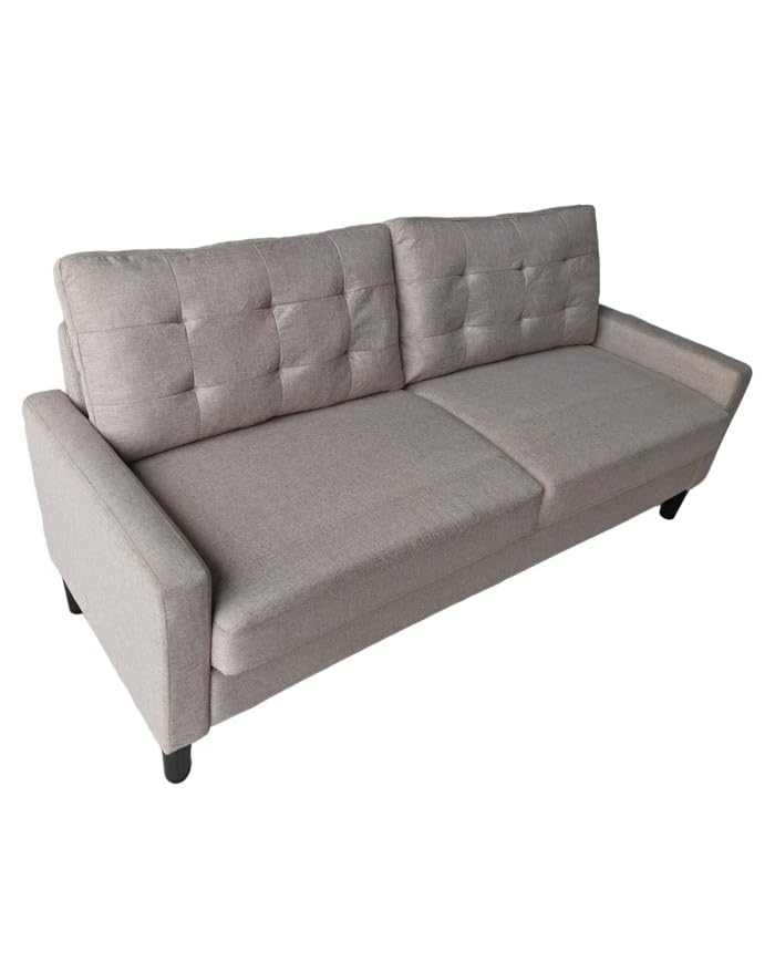 SWEET SOFA® Sofá Dubi 3 Plazas – Diseño Minimalista, Tela Antimanchas, Cojines Desenfundables y Patas de Madera – Sofá Moderno y Confortable para Salón 184 cm Color Beige
