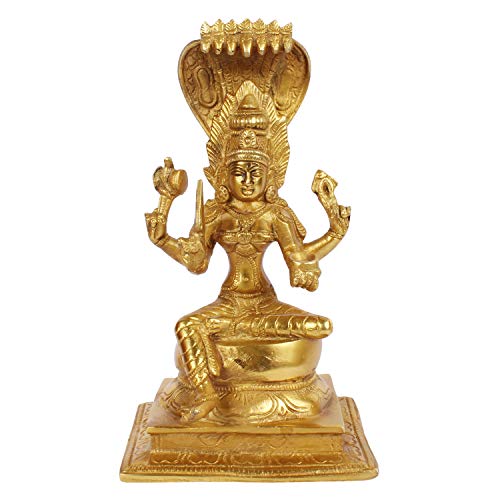 Kartique Latón Durga Maariamma Idol para decoración del hogar en color dorado, altura 22,8 cm