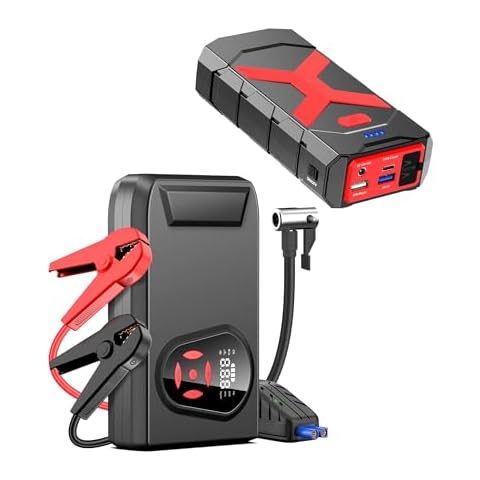 Jump Starter 3000A with Air Compressor 12V Output DC/QC, Comes with Wall Charger,USB Cable,Car Cable and Jump Box Cover