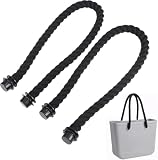 Eulihent 2 Stück Taschengriffe für O Bag Henkel,75 cm Seilgriff Taschenhenkel,O Bag Accessoire,Strandtasche Griffe Ersatz,Classic Handtasche Riemen,Baumwolle Taschengriffe für Handtaschen. (Schwarz)