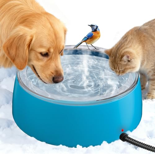 Newget 3L Heated Water Bowl, Outdoor Large Heated Dog Bowls, Outside Waterproof Heated Pet Bowl with Chew Resistant Cord, Smart Thermal Dish Provides Drinkable Water in Winter for Cat, Rabbit, Chicken