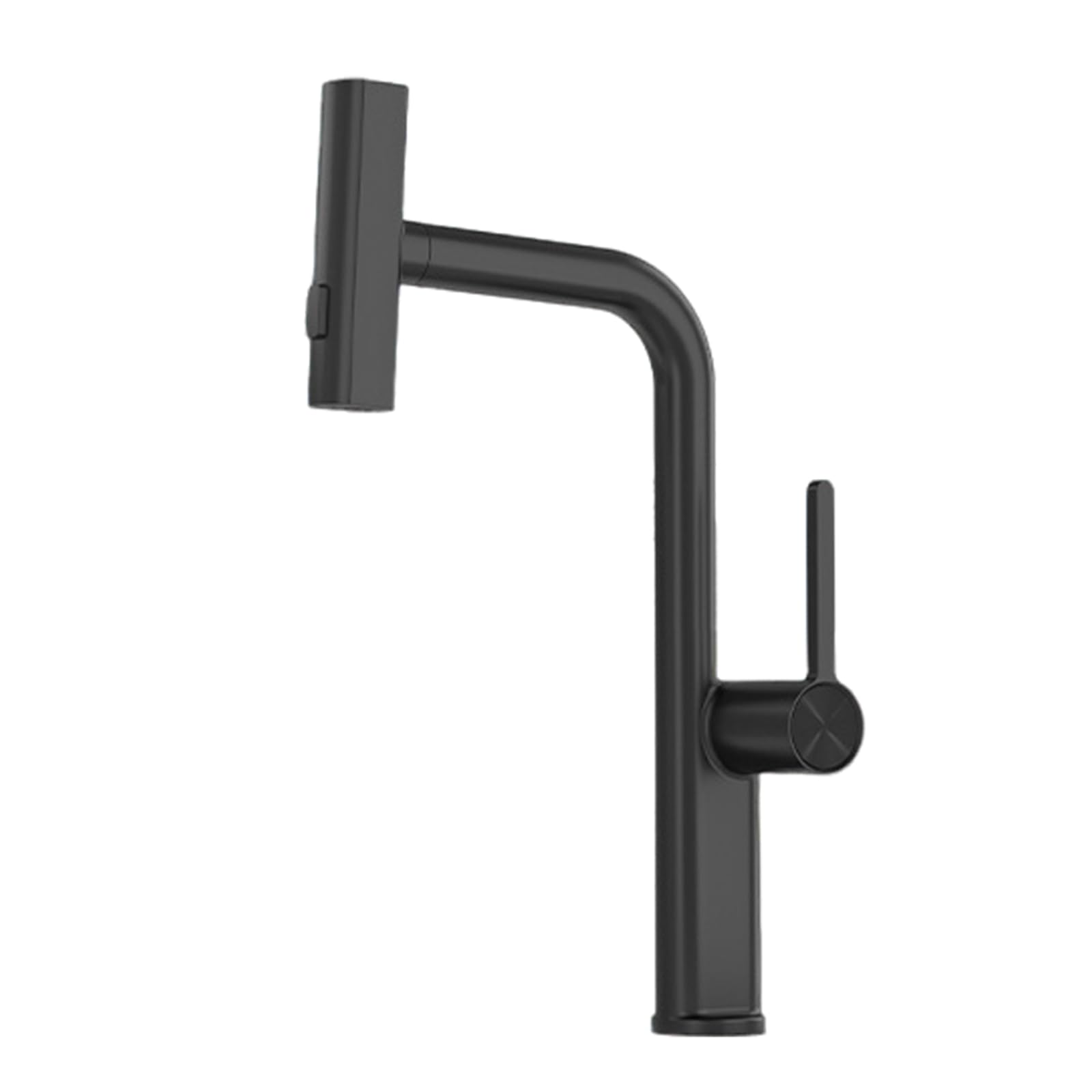 ZYCHSJXA Waterfall Kitchen Taps with Pull Out Spray 3 Modes 360° Swivel Tap Brass Single Lever Mixer 1 Hole,Black
