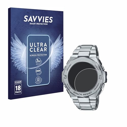 savvies Screen Protector for Casio G-Shock GST-B500D-1A Protection Film Clear 18-Pack