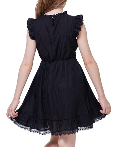 WULFUL Girls Summer Dress Sleeveless Ruffle Trim A-line Swing Dress Casual Party 5-14 Years3