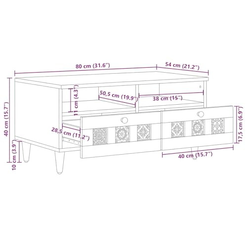 Table basse manguier massif rectangulaire 80 cm chic et durable