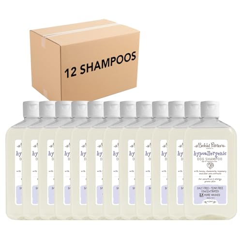 Bobbi Panter Hypoallergenic Dog Shampoo - Made in USA - Natural, pH Balanced, Tear-Free Formula for Sensitive Skins - Concentrated 30:1 for Professional Groomers - Unscented, 14 Oz (Case of 12)