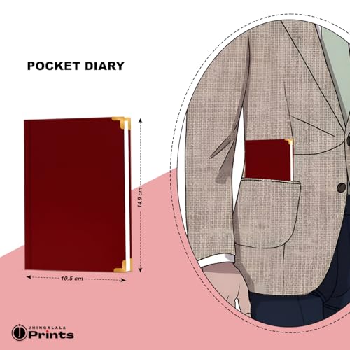Image of Jhingalala Hard Bound Journal Diary with Metal Corner Protectors | A5 Size 192 Ruled Pages Notebook Diary | 80 GSM Paper | Undated Daily Writing Diary for Office, Students, Men, Women & Girls (Maroon, A6 - Pocket Size)