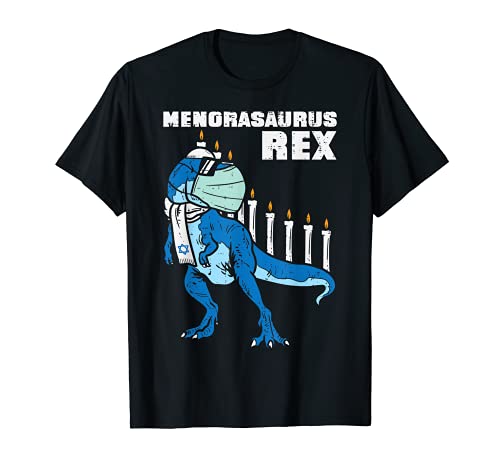 Menorasaurus Rex Menorah Trex Mask Hanukkah Quarantine Gift Camiseta