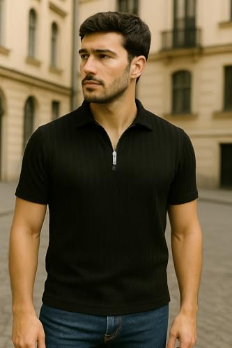 Image of Preneum Men's Polo T‑Shirt | Comfortable Rich Polycotton, Band Collar, Regular Fit | Stylish & Premium All Day Wear (Available in Plus Sizes)