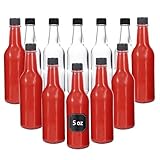GazeGlyd 12 Pack 5 oz Glass Hot Sauce Bottles with Airtight Lids 150ml Clear Empty Glass Bottles for Homemade Sauce Juicing Olive Oil Ginger Shots Salad Dressing and Beverages (pack of 12)