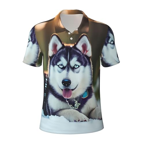 Polo de vacances pour homme à manches courtes imprimé Husky décontracté