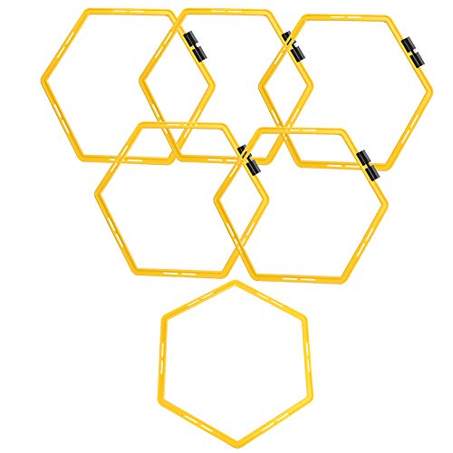 RiToEasysports Agile, 6Pcs Polygon Physical Training Hexagonal Step Set with Link Buckle for Easy Carry, Suitable for Football Basketball Tennis Sports
