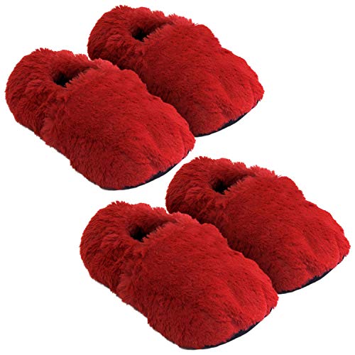 Thermo Sox 2 Paar aufheizbare Hausschuhe Gr L 41-45 Rot Körnerpantoffeln für Mikrowelle und Ofen - Mikrowellenhausschuhe Wärmepantoffeln Wärmehausschuhe Supersoft