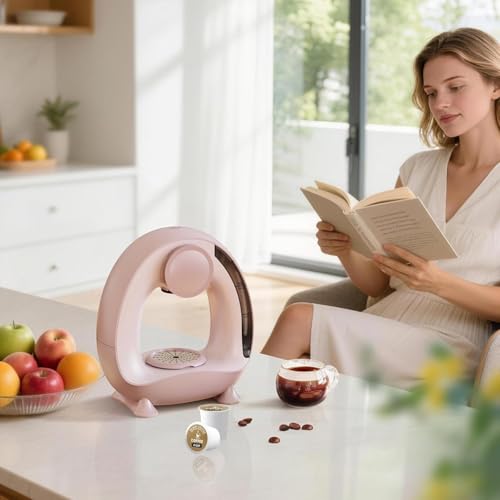 Image of 2 in 1 Single Serve Coffee Maker for K Cup,Ground Coffee and Tea Leaves, 1400W 20s Fast Heating Mini K Cup Coffee Brewer, One Button Operation (PINK)