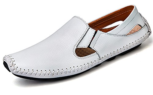 Image of Men's Driving Shoes Leather Slipper Casual Slip on Loafers | Top Grain Leather Upper, Moccasin Toe, Slip-on, Traction Rubber Outsole, Mens Dress Shoes, Mens Casual Loafers