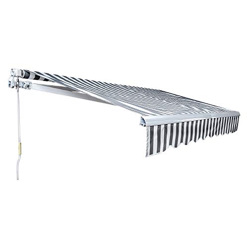 TolleTour Auvent en aluminium avec manivelle - 3 x 2,5 m - Protection solaire balcon - Anti-UV et imperméable - Angle d'inclinaison jusqu'à 30° - Blanc gris Cover