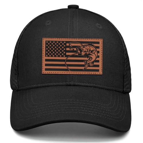Fishing Gifts for Men Fishing Gear Fishing Hat for Dad Mens Fathers Day Christmas Birthday Gifts American Flag Cap Hat Black