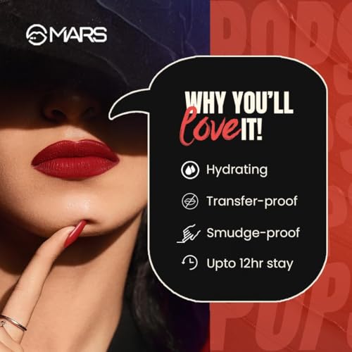 Image of Liquid Lipstick, Red, Matte Finish, Hydrating, Transfer-Proof, Smudge-Proof, Upto 12Hr Stay, Lightweight Mousse Formula, Doe Foot Applicator (LL20) (Secrecy - 10)