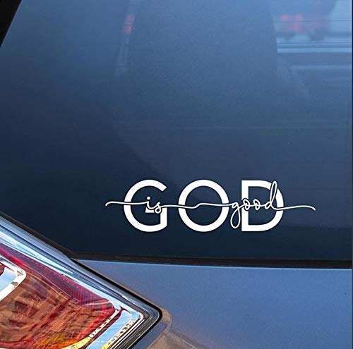 God Is Good Religious Christian White Vinyl Window Decal Sticker For Cars Or Laptops, 5 1/2 Inch #TOP1