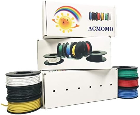 28 AWG Electrical Wire, Cable Set Hook Wire Kit Flexible Silicone Cable 600V Insulating Wire-high Temperature Resistance (6 Different Colored 10M Meter) (28 AWG)