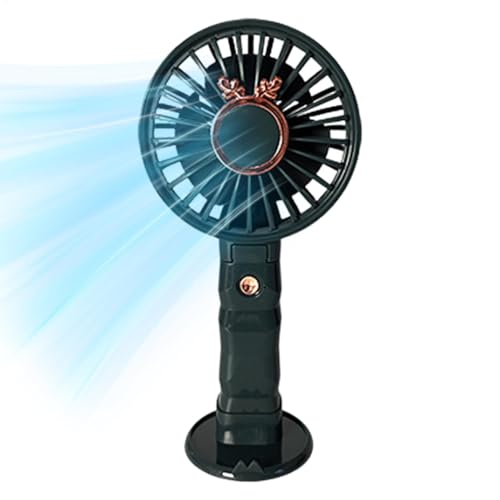 Lunaobrik Ventilador de viaje de mano, 3 modos ajustables, silencioso, portátil, recargable por USB, viento de enfriamiento fuerte, soporte para teléfono, herramienta de refrigeración para playa,