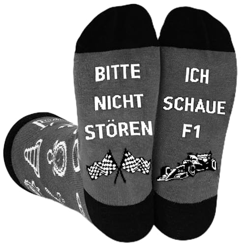 WAMIOKAGRO Lustige Geschenke für Männer Frauen, Formel 1 Socken mit Spruch, Geschenkideen Weihnachtsgeschenke für Männer Frauen Freund Jungen Teenager F1 Fan