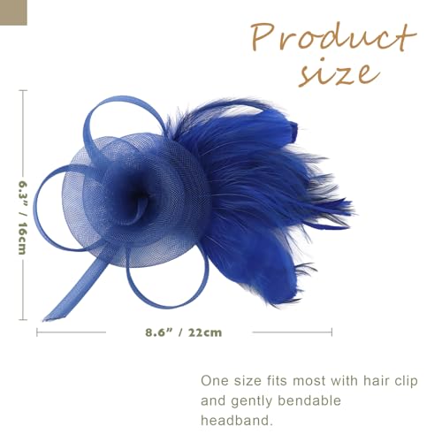 Image of DRESHOW Fascinators Hats for Women Tea Party Fascinator Hats Vintage 50s Headwear Cocktail Wedding Church Derby Hat