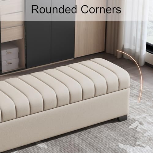 Banc de bout de lit marron capitonné pour optimiser l'espace de rangement - 4
