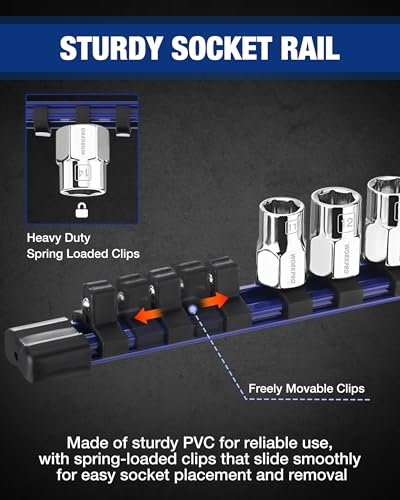 Image of WORKPRO 3 /8 inch Drive Socket Set, 10-Piece Metric Cr-V Socket Set with Rail | Standard & Shallow Sockets, External Hex Socket, 7mm to 17mm, 6-Point, Size Markings, PVC Socket Organizer, for Auto Repairs
