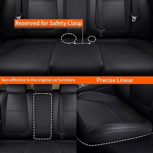 Image of AOMSAZTO Car Seat Cover for Mazda 3 2014 2015 2016 2017 2018 Full Set Black | Customized Black Faux Leather Seat Covers Airbag Compatible Waterproof