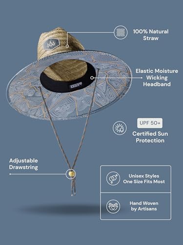 Straw Hat for Men & Women | Lifeguard Hat, Beach Hat & Sun Hat | UPF 50+ Wide Brim for Sun Protection | One Size | Hemlock2