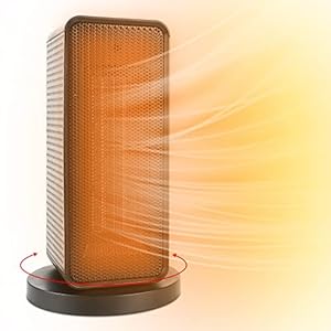 Kamanan Ventilatorkachel, 600 W/1200 W, elektrische verwarming, stil instelbaar, stil, kleine verwarmingen, kantelbescherming, 90 graden schudkop, ventilatorkachel, zwart, snelverwarmer, rechthoekig