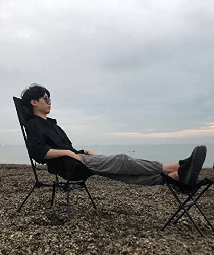 Anyoker Camping Chair, 2 Way Compact Backpacking Chair, Portable Folding Chair, Beach Chair With Side Pocket, Headrest And Foot Rest, Lightweight Hiking Chair 01666 （Black） #TOP1