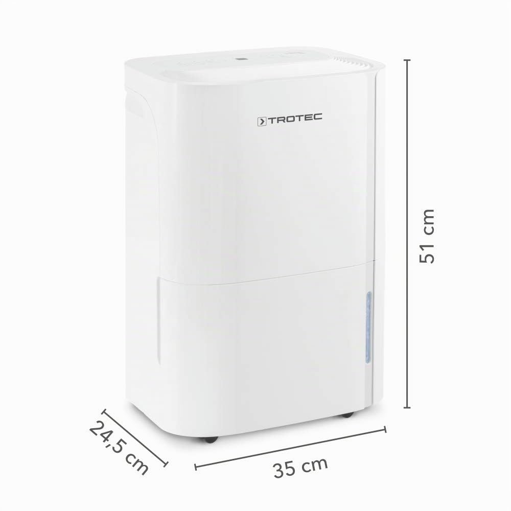 TROTEC Luftentfeuchter elektrisch TTK 66 E – Leistung 24 L/Tag – Fläche 50 m² / 125 m³ – mit Autoabschaltung – für Wohnung und Schlafzimmer