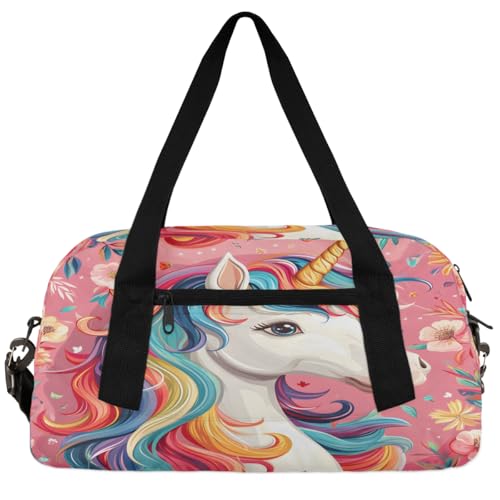 Unicorn Rainbow Pony Kids Duffle Bag Boys Girls Small Sport Dance Gym Bag for Overnight Travel Weekender Carry On