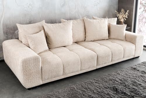Riess Ambiente Modernes XXL Sofa ELEGANCIA 285cm Champagner beige Bouclé Bigsofa Couch inkl. Kissen Polstersofa Polstercouch Wohnzimmer