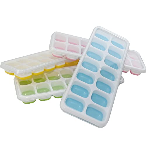 Ram® 4 X Pack Silicone Ice Cube Tray Set of 4 Ice Moulds Freezer Stackable Non Spill Ice Cube Tray Dishwasher Safe BPA Free - Image 3