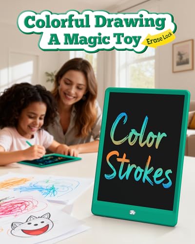 Image of Bravokids 10 Inch LCD Writing Tablet for 3-8 Year Olds - Electronic Drawing Pad and Doodle Board as Educational Birthday Gifts for Girls and Boys (Dark Green)
