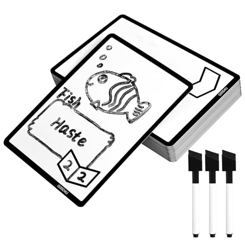 50 Pieces Reusable Dry Erase MTG Tokens Double-Sided Universal MTG Tokens Card with 3 Pcs Marker Pens for Magic The Gathering DIY Blank Card Games Accessories