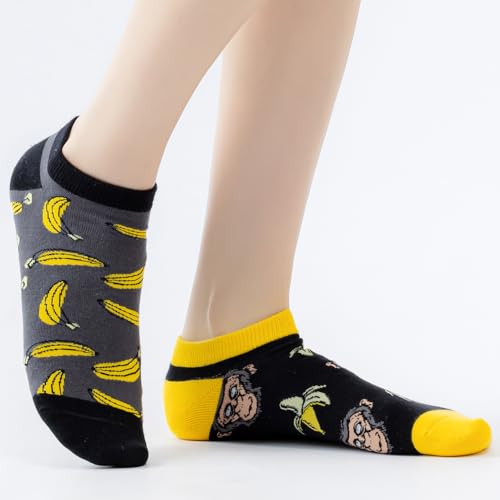 Image of 2 Pairs Funny Cartoon Animal Print Cotton Ankle Socks for Women Teens