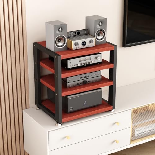 XingLi 3/4-Tier AV Media Stand, Video Component Cabinet Stereo Stand, Modern AV Cabinet, Corner TV Stand for Projector/TV Accessories- 2 Colors(B,4 Tier - 45x35x48cm)