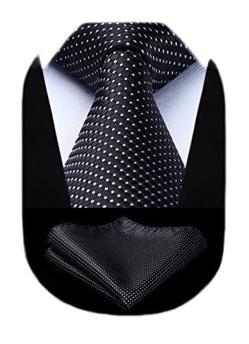 HISDERN Men's Wedding Tie and Handkerchief Houndstooth Check Plaid Tie Party Business Formal Necktie & Pocket Square Set…