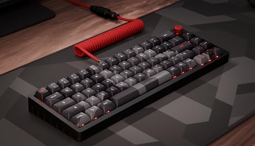 Das Keyboard DeltaForce Aviator Coiled USB-C Cable 6 Ft – GX16 Detachable Connector – Custom Coiled Keyboard Cable with Paracord Sleeving – USB-A to USB-C – Delta Red