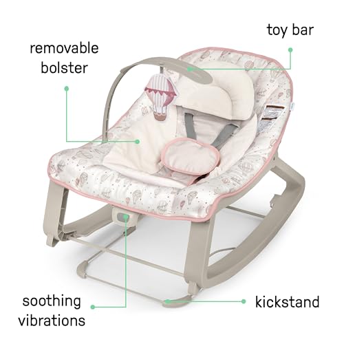 Image of Ingenuity Keep Cozy 3-in-1 Grow with Me Vibrating Baby Bouncer, Seat & Infant to Toddler Rocker, Vibrations & Toy Bar, 0-30 Months Up to 40 lbs (Skye)