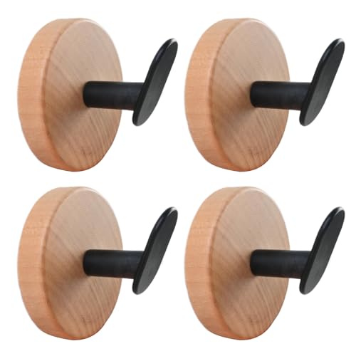 Duronge Crochet Mural en Bois et Métal Noir, Patère Adhésive Sans Perçage, Style Scandinave pour Cuisine, Salle de Bain, Chambre et Entrée