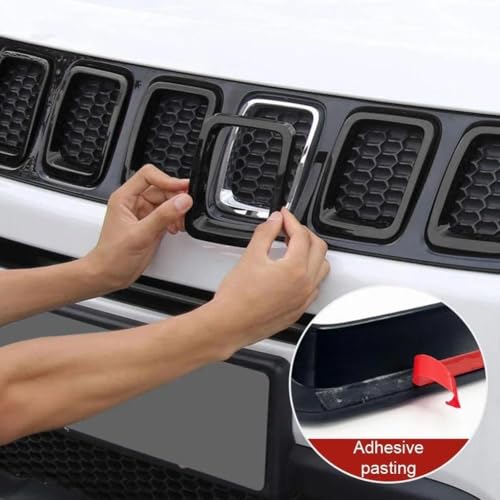 Insertos de rejilla premium estilo carbono, el marco frontal ideal para Jeep Compass 2017-2020 5