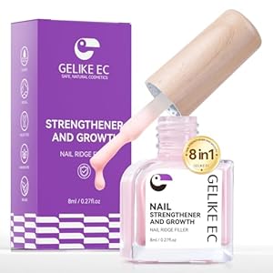 Gelike EC Nail Hardener & Strengthener: Milky Pink Ridge Filler, Nail Repair for Damaged Nails, Growth Treatment for Thin Nails, Extra Strong Polish – Natural, Vegan, Cruelty Free for Daily Home Salon