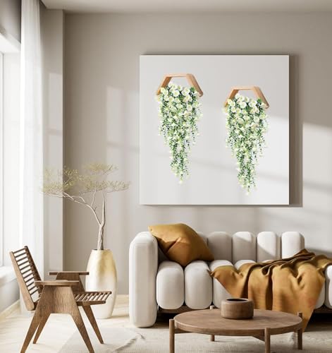 2 Pack Artificial Flowers for Outdoors UV Resistant Fake Morning Glory Vine Hanging Flowers for Porch Garden Fence Decor Weatherproof Silk Flower Garland (White) image 6