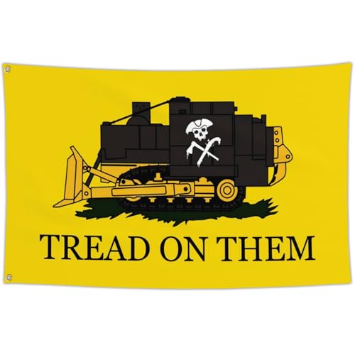 Vesnote Tread On Them Killdozer Flag 3x5 Ft Funny Flags for Bedroom Room Guys College Dorm Cool Meme Flags Posters Banners for Room Teen Boys Man Cave Wall Art Decor